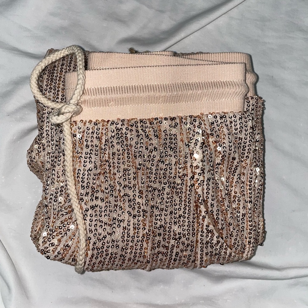 Saints‎ and Hearts Blush Nude Champagne Sequin Drawstring Joggers